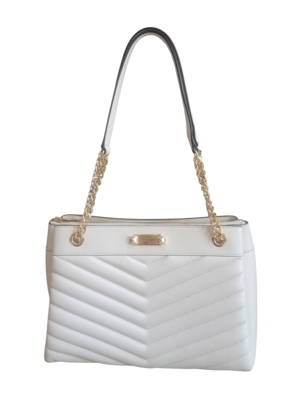 Chic Michael Kors Whitney Light Cream Quilted Leather Medium Chain Shoulder Tote - Picture 3 of 14